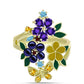 Goldplattierter Silberring mit schwarze Süßwasserperle und marokkanischem Amethyst