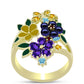 Goldplattierter Silberring mit schwarze Süßwasserperle und marokkanischem Amethyst