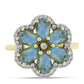 Goldplattierter Silberring mit Labradorit und weißem Topas