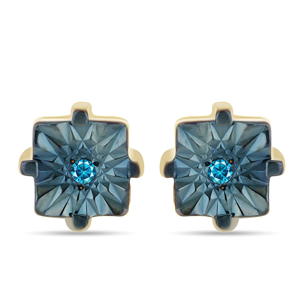 Goldplattierte Silberohrringe mit blauem Diamant 1 