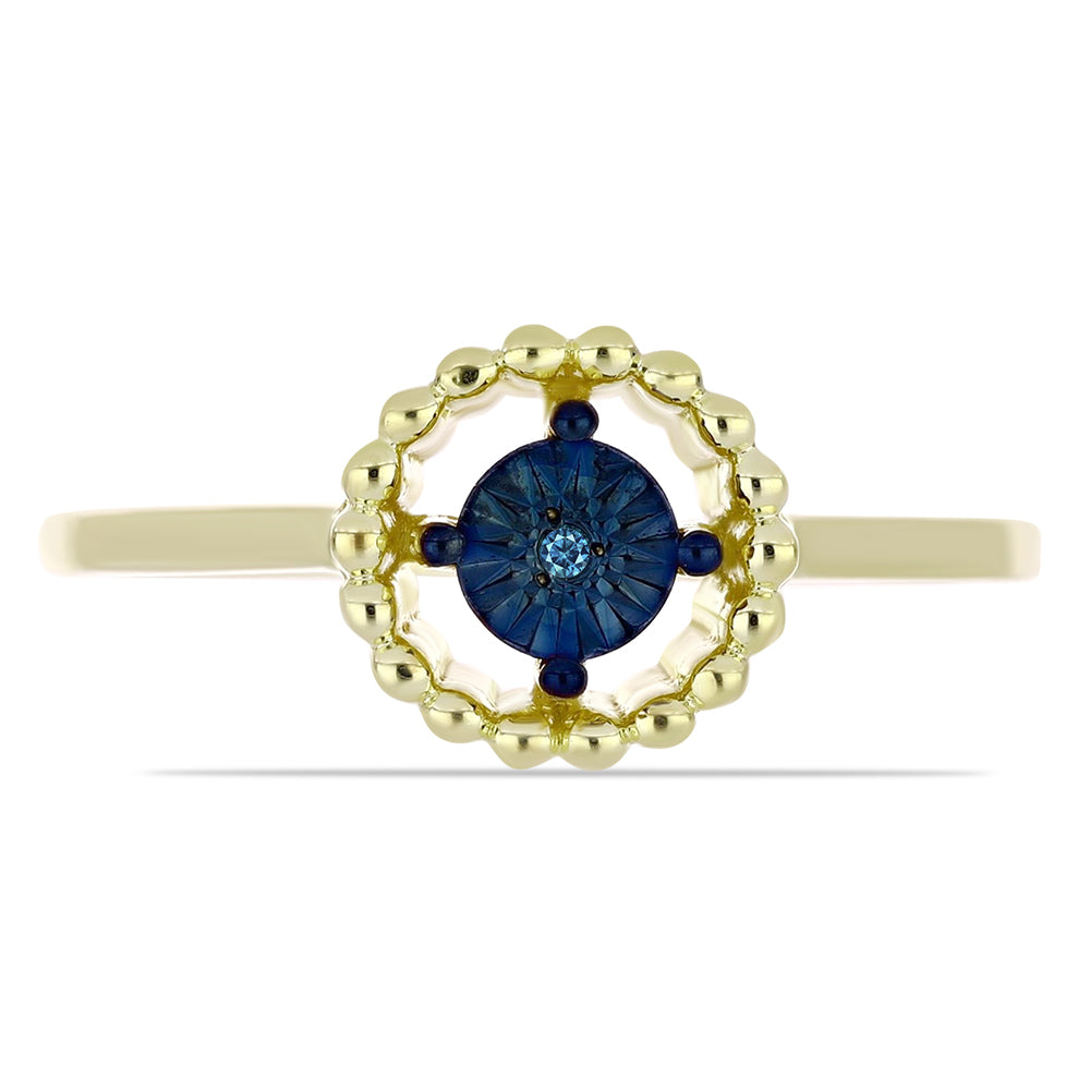 Goldplattierter Silberring mit blauem Diamant 1 