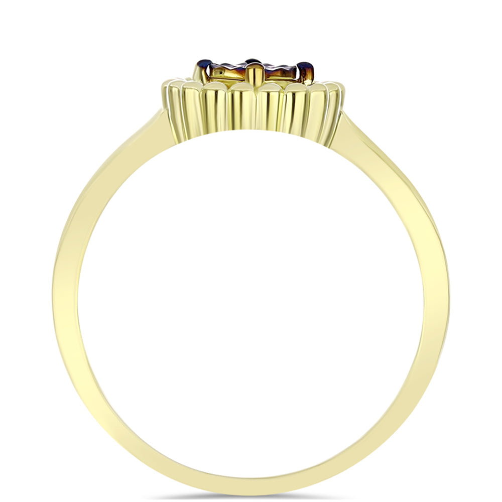 Goldplattierter Silberring mit blauem Diamant