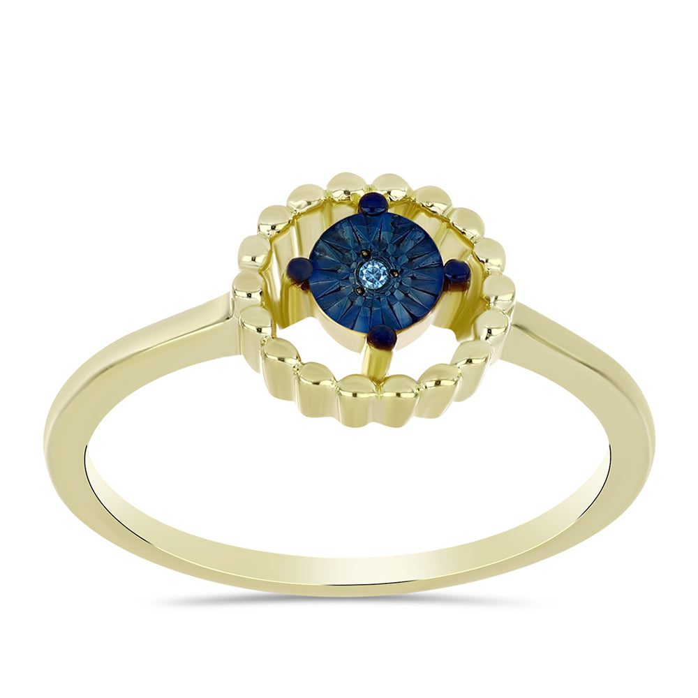 Goldplattierter Silberring mit blauem Diamant