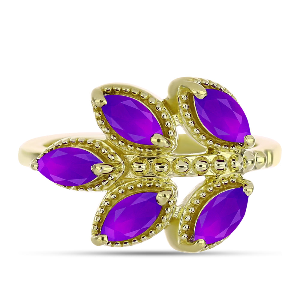 Goldplattierter Silberring mit lila Achat