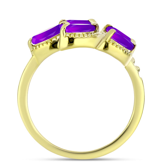 Goldplattierter Silberring mit lila Achat