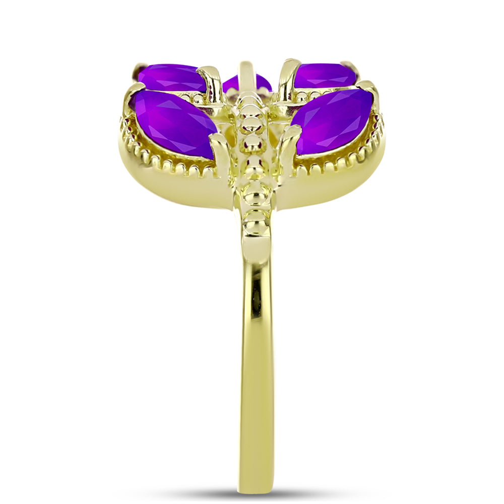 Goldplattierter Silberring mit lila Achat