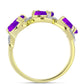 Goldplattierter Silberring mit lila Achat und weißem Topas