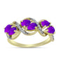 Goldplattierter Silberring mit lila Achat und weißem Topas