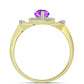 Goldplattierter Silberring mit lila Achat und weißem Topas