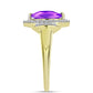 Goldplattierter Silberring mit lila Achat und weißem Topas