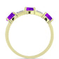 Goldplattierter Silberring mit lila Achat und weißem Topas