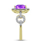Goldplattierter Silberring mit lila Achat und weißem Topas