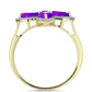 Goldplattierter Silberring mit lila Achat und weißem Topas