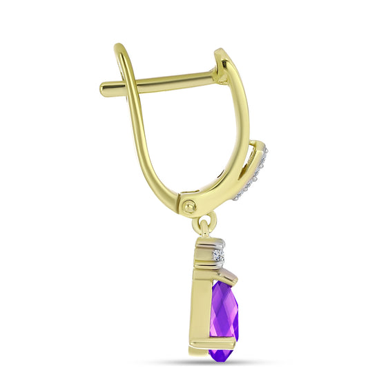 Goldplattierte Silberohrringe mit lila Achat und weißem Topas