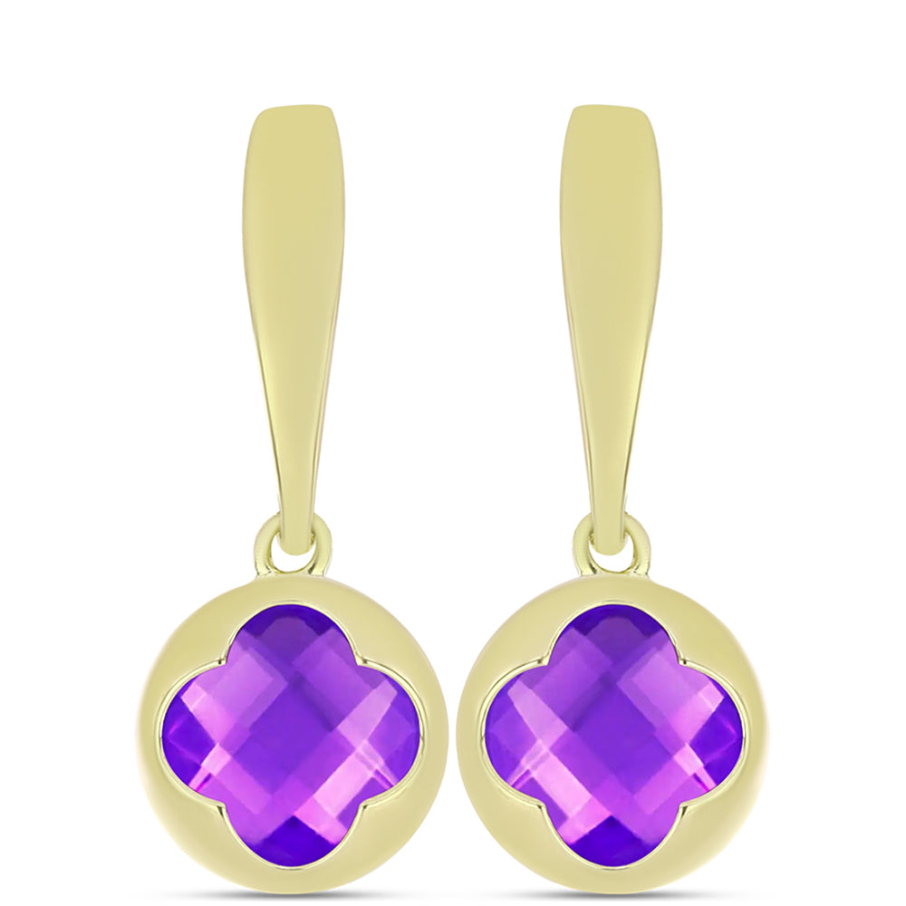 Goldplattierte Silberohrringe mit lila Achat 1 