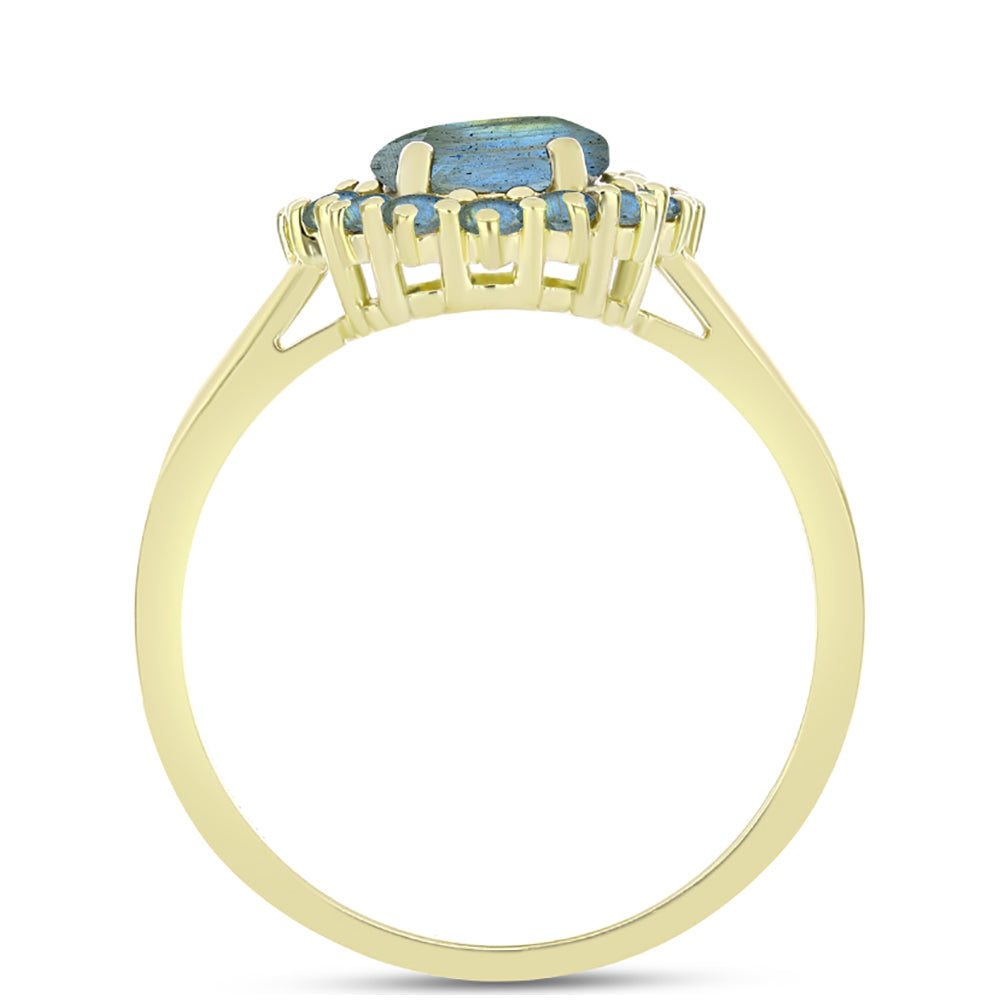 Goldplattierter Silberring mit Labradorit