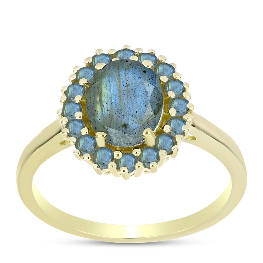 Goldplattierter Silberring mit Labradorit