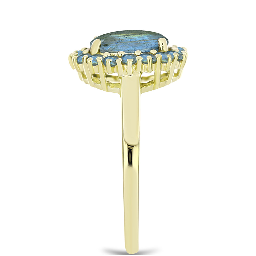 Goldplattierter Silberring mit Labradorit 4 