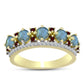 Goldplattierter Silberring mit Labradorit und Barton Granat