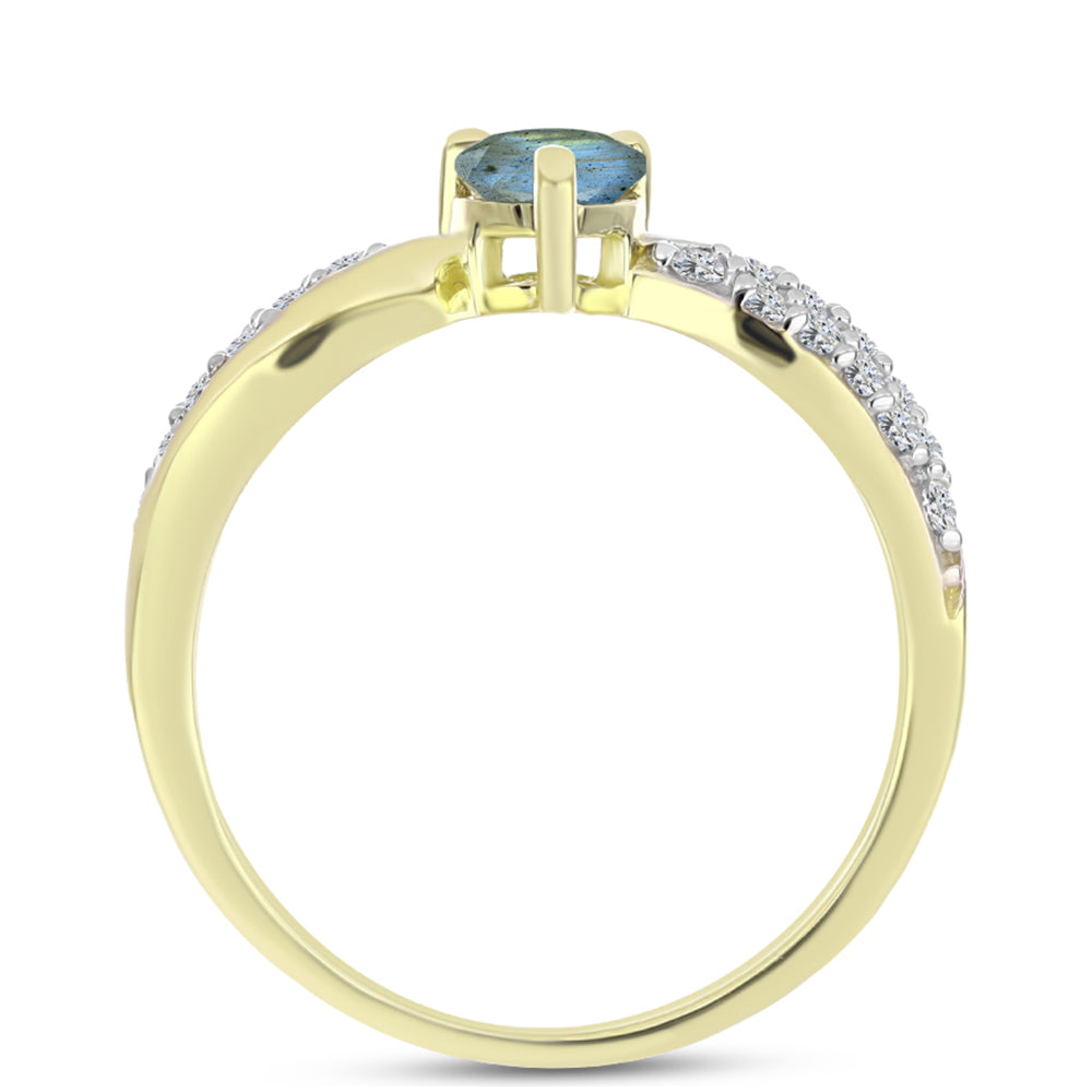 Goldplattierter Silberring mit Labradorit und weißem Topas