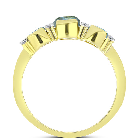 Goldplattierter Silberring mit Labradorit und weißem Topas