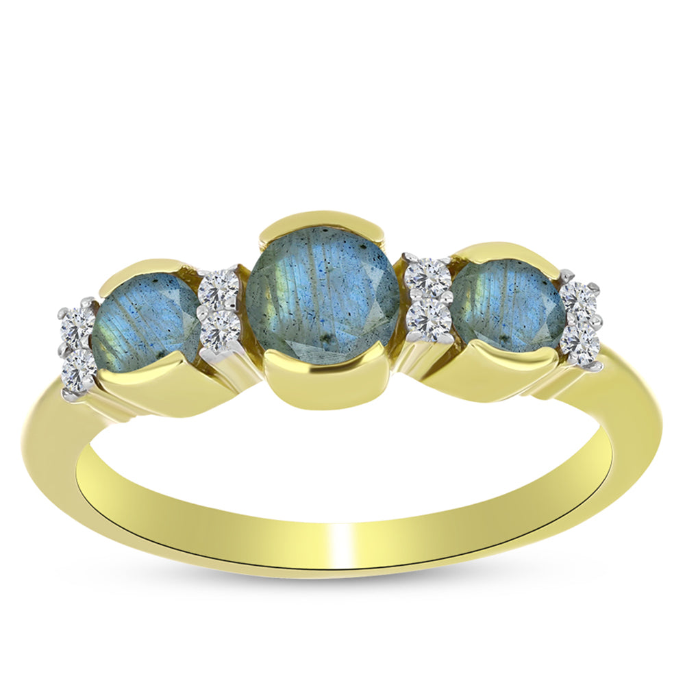 Goldplattierter Silberring mit Labradorit und weißem Topas