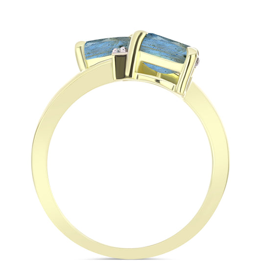 Goldplattierter Silberring mit Labradorit und weißem Topas
