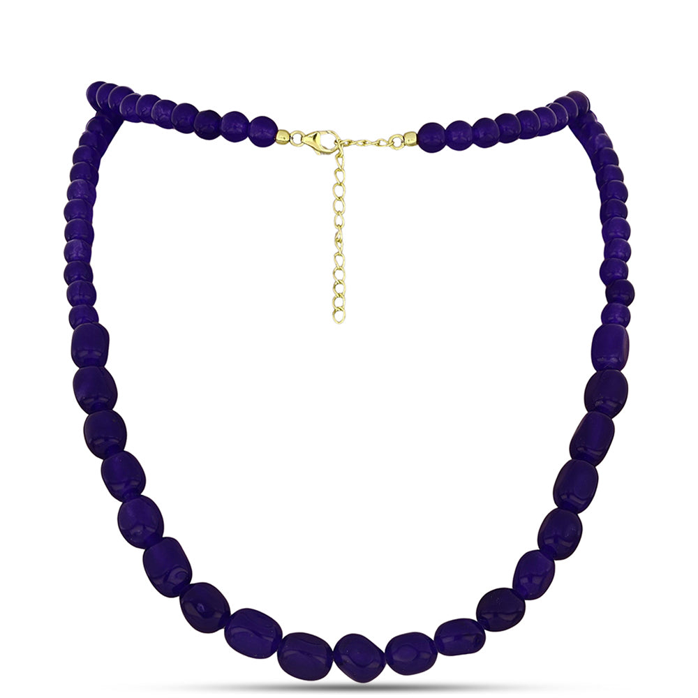 Goldplattierte Silberhalskette mit lila Achat 1 