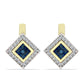 Goldplattierte Silberohrringe mit blauem Diamant und weißem Topas