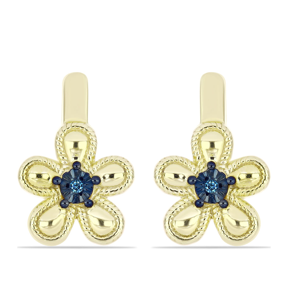 Goldplattierte Silberohrringe mit blauem Diamant 1 