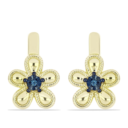 Goldplattierte Silberohrringe mit blauem Diamant