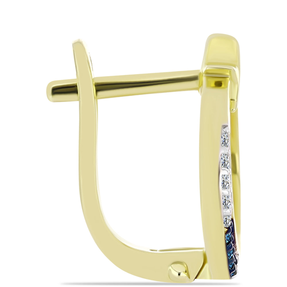 Goldplattierte Silberohrringe mit blauem Diamant und weißem Topas 2 