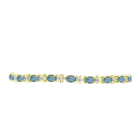 Goldplattiertes Silberarmband mit Labradorit und weißem Topas