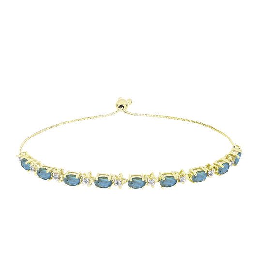 Goldplattiertes Silberarmband mit Labradorit und weißem Topas