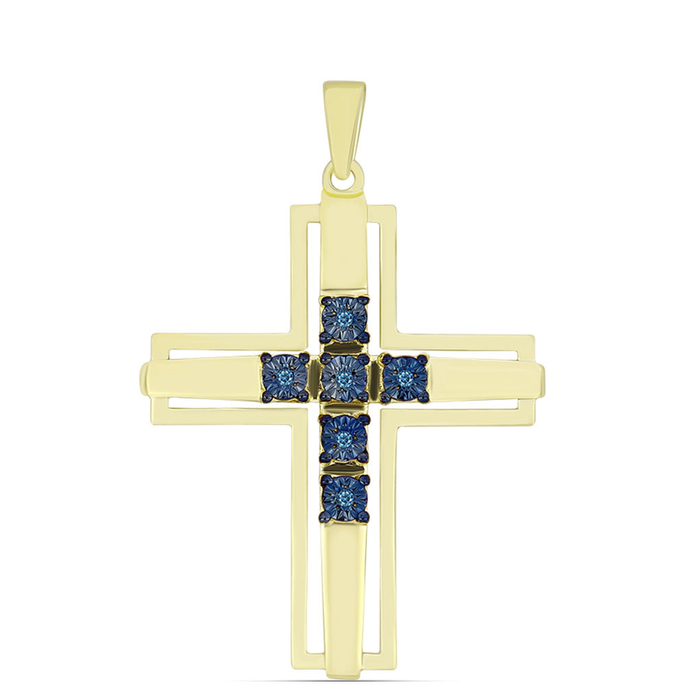 Goldplattierter Silberanhänger mit blauem Diamant