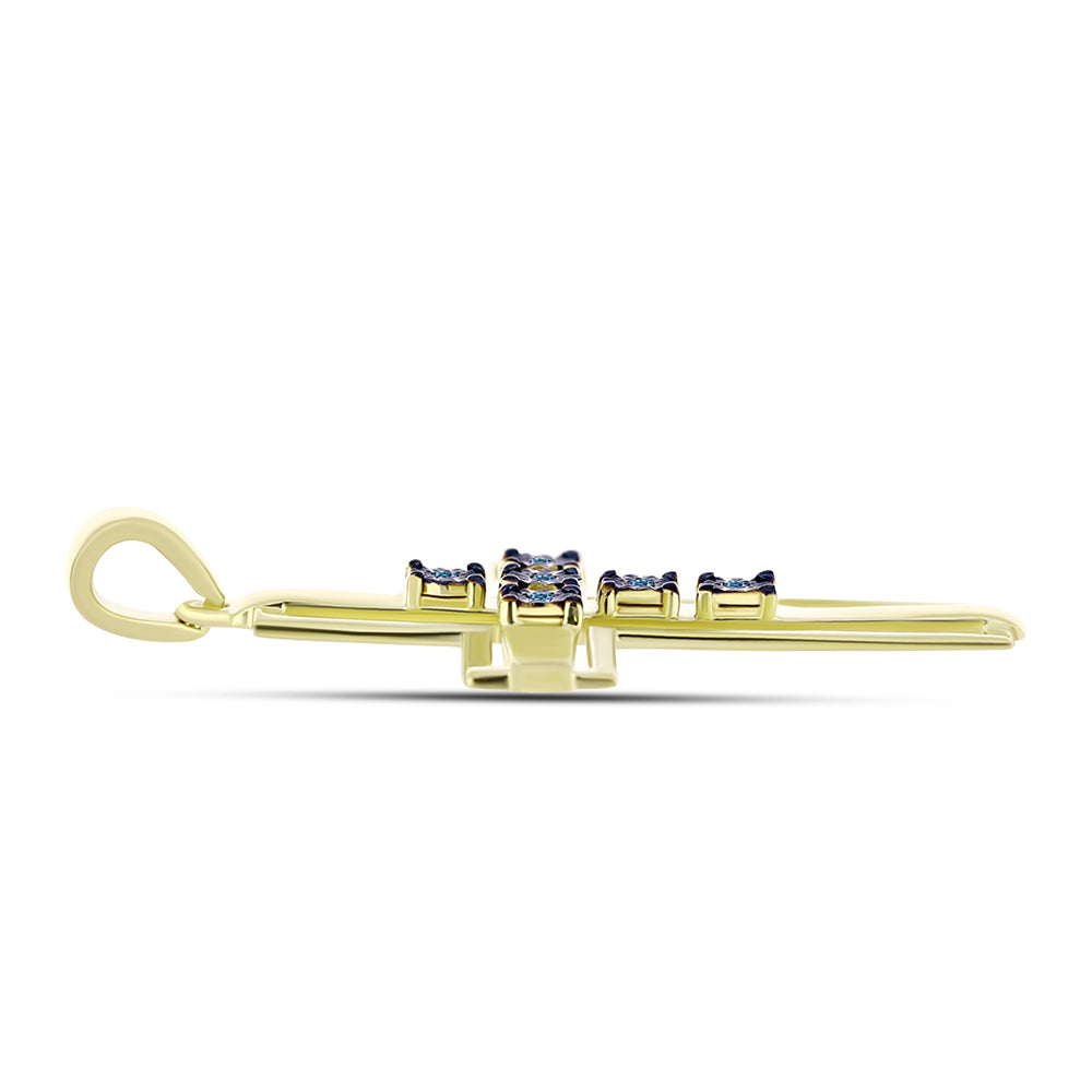 Goldplattierter Silberanhänger mit blauem Diamant