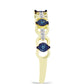 Goldplattierter Silberring mit blauem Diamant und weißem Topas