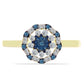 Goldplattierter Silberring mit blauem Diamant und weißem Topas