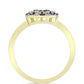 Goldplattierter Silberring mit blauem Diamant und weißem Topas