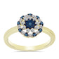 Goldplattierter Silberring mit blauem Diamant und weißem Topas