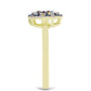 Goldplattierter Silberring mit blauem Diamant und weißem Topas