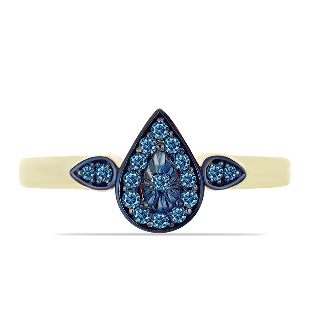 Goldplattierter Silberring mit blauem Diamant 5 