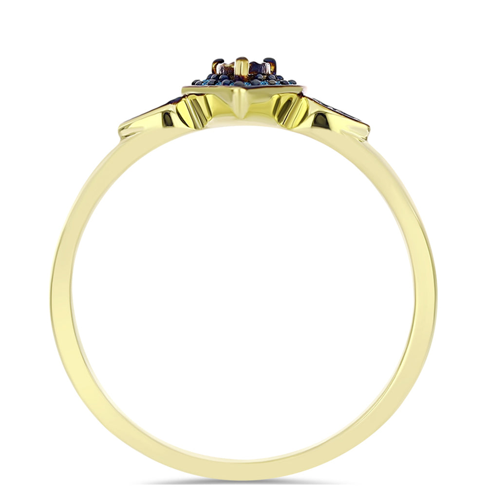 Goldplattierter Silberring mit blauem Diamant