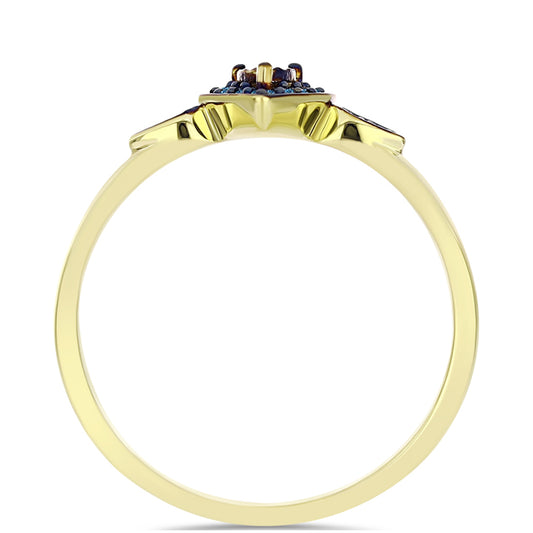 Goldplattierter Silberring mit blauem Diamant