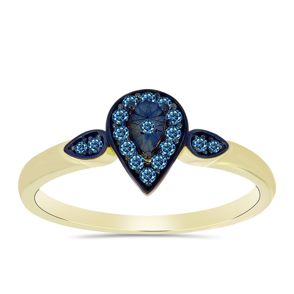 Goldplattierter Silberring mit blauem Diamant
