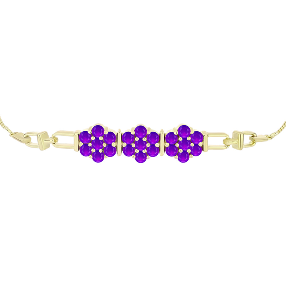 Goldplattiertes Silberarmband mit lila Achat