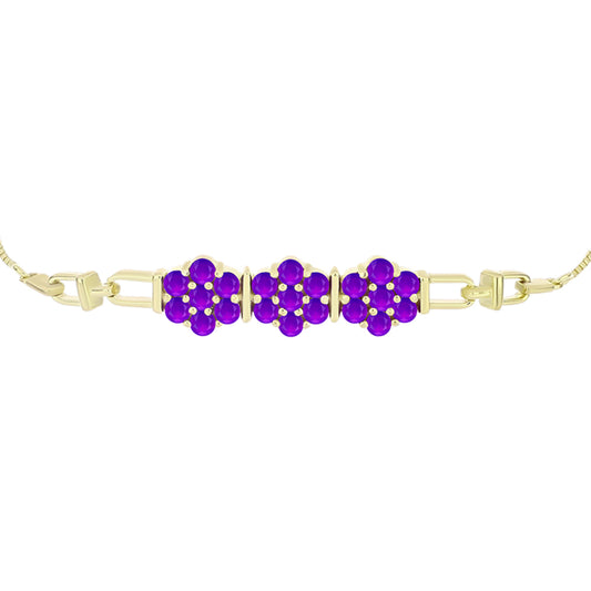 Goldplattiertes Silberarmband mit lila Achat