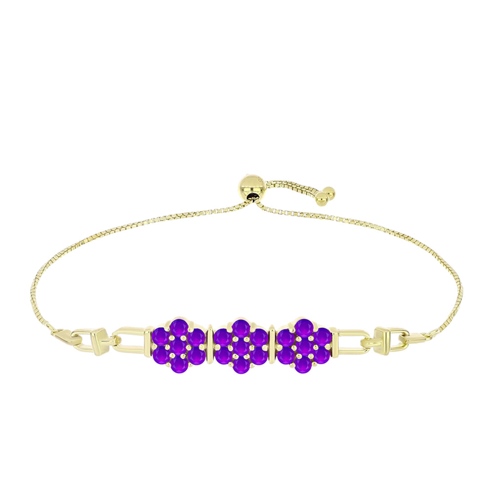 Goldplattiertes Silberarmband mit lila Achat