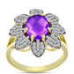 Goldplattierter Silberring mit lila Achat und weißem Topas