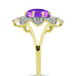 Goldplattierter Silberring mit lila Achat und weißem Topas